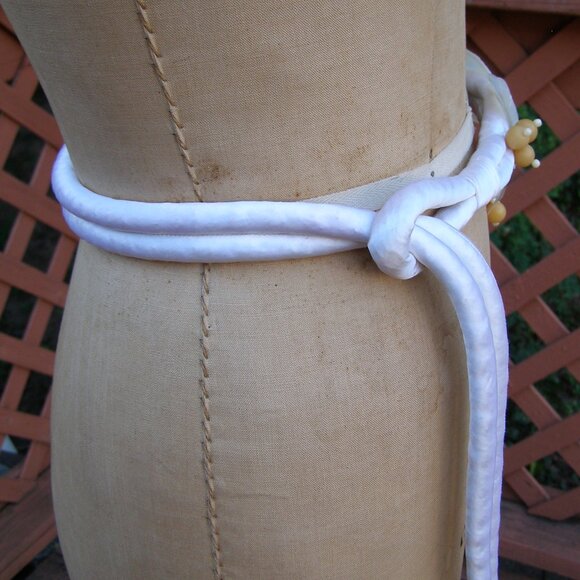 UNIQUE One of a kind Satin Rolled Belt/Necklace Mother of Pearl Leaf Buckle Bead main image 6